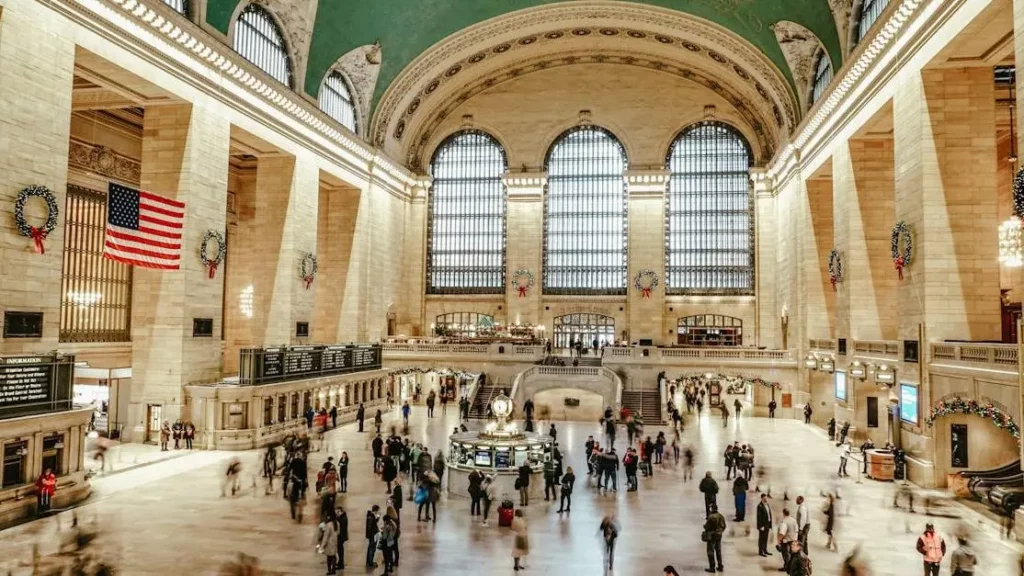 Grand Central Terminal bustling with commuters and iconic architecture in high-traffic venues.